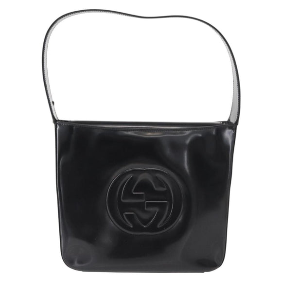 GUCCI Shoulder Bag Enamel Black Auth ep12438