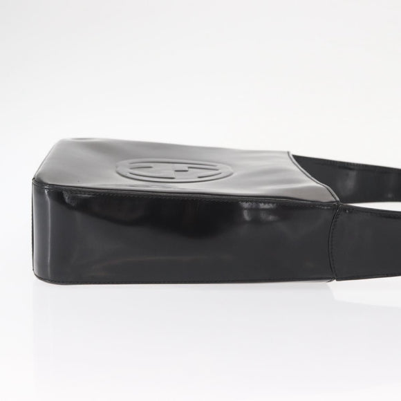 GUCCI Shoulder Bag Enamel Black Auth ep12438