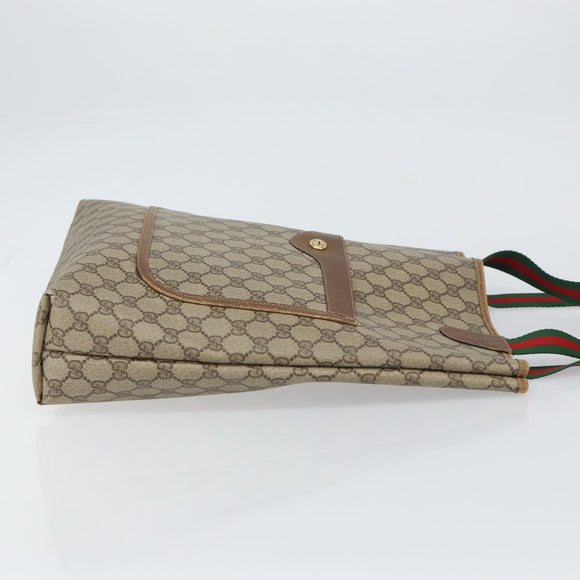 GUCCI GG Supreme Web Sherry Line Tote Bag PVC Beige Red 89 02 003 Auth ep12439