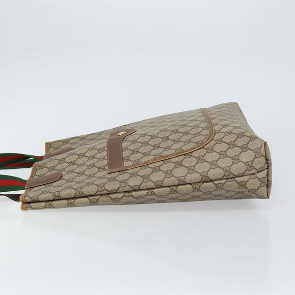 GUCCI GG Supreme Web Sherry Line Tote Bag PVC Beige Red 89 02 003 Auth ep12439