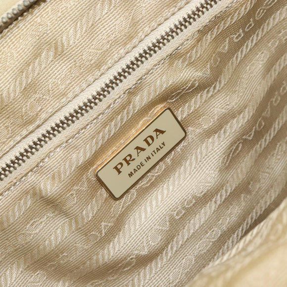 PRADA Shoulder Bag Nylon Beige Gold Auth ep12445
