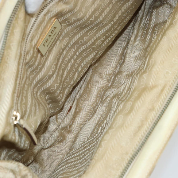 PRADA Shoulder Bag Nylon Beige Gold Auth ep12445
