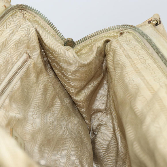 PRADA Shoulder Bag Nylon Beige Gold Auth ep12445
