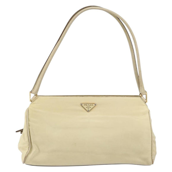PRADA Shoulder Bag Nylon Beige Gold Auth ep12445
