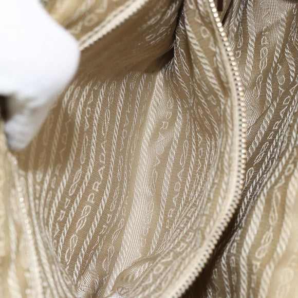 PRADA Shoulder Bag Nylon Beige Gold Auth ep12445