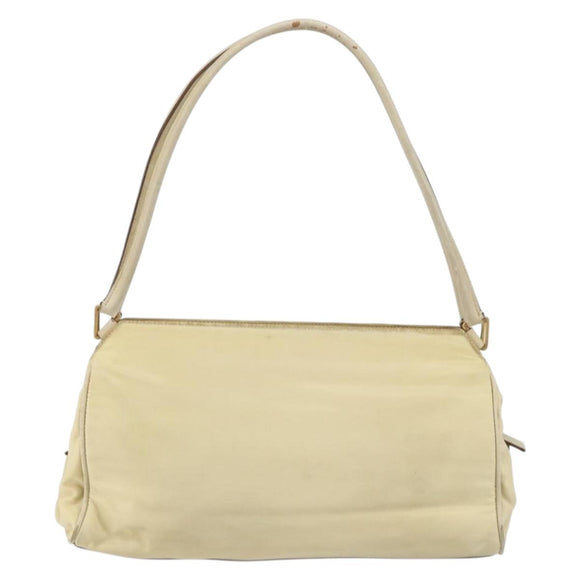 PRADA Shoulder Bag Nylon Beige Gold Auth ep12445