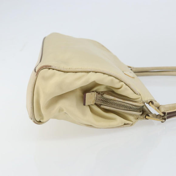 PRADA Shoulder Bag Nylon Beige Gold Auth ep12445