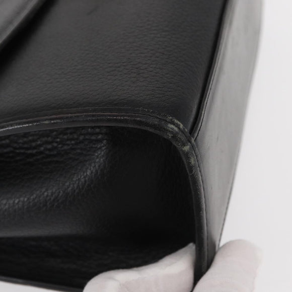 Burberrys Hand Bag Leather Black Silver Auth ep12447