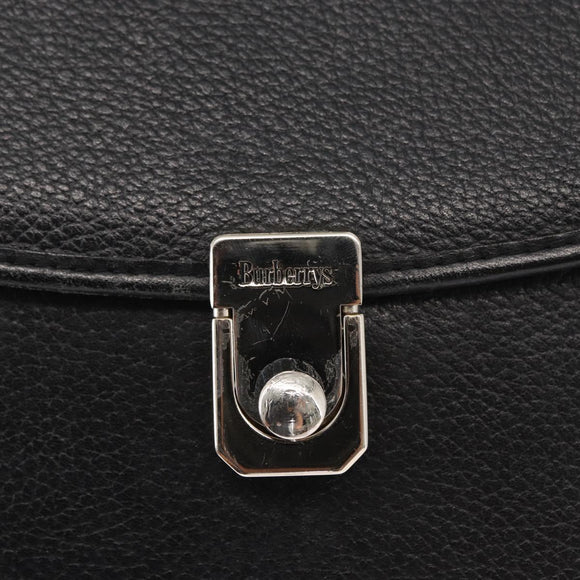 Burberrys Hand Bag Leather Black Silver Auth ep12447