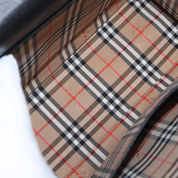 Burberrys Hand Bag Leather Black Silver Auth ep12447