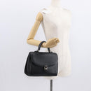 Burberrys Hand Bag Leather Black Silver Auth ep12447-21