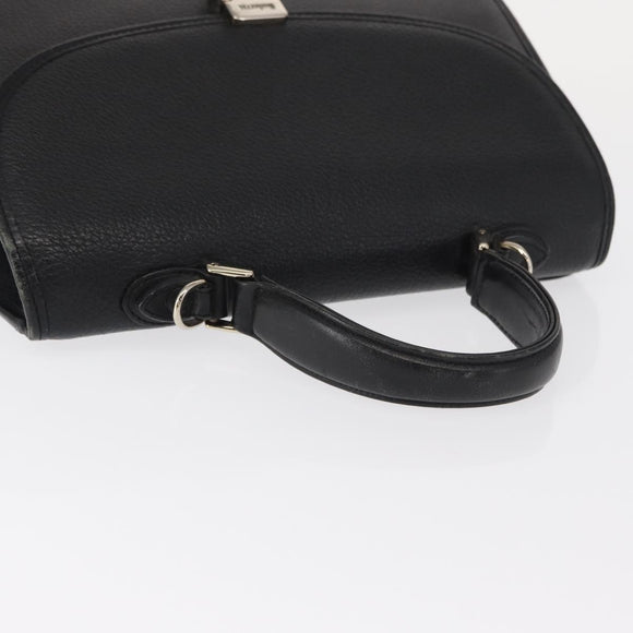 Burberrys Hand Bag Leather Black Silver Auth ep12447