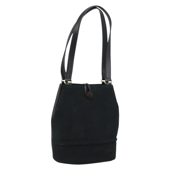 Burberrys Tote Bag Suede Black Gold Auth ep12453