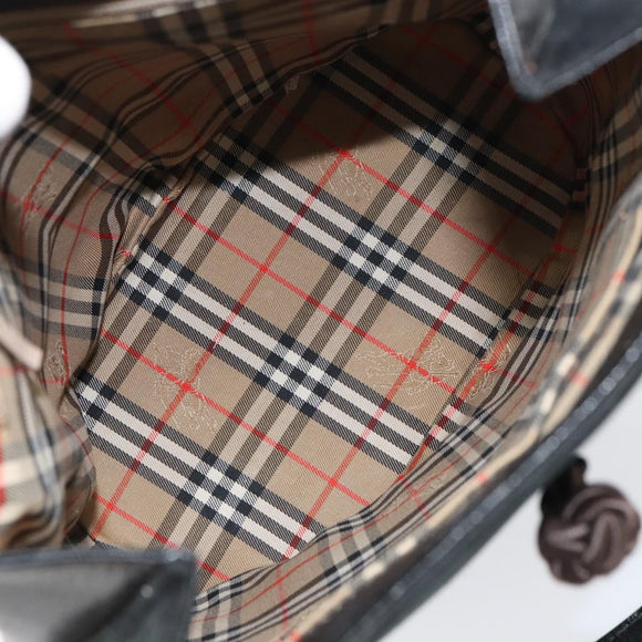 Burberrys Tote Bag Suede Black Gold Auth ep12453