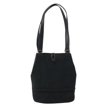 Burberrys Tote Bag Suede Black Gold Auth ep12453 - 0