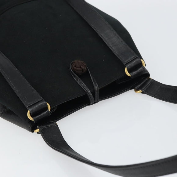 Burberrys Tote Bag Suede Black Gold Auth ep12453