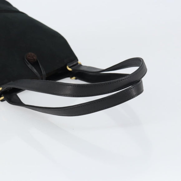 Burberrys Tote Bag Suede Black Gold Auth ep12453