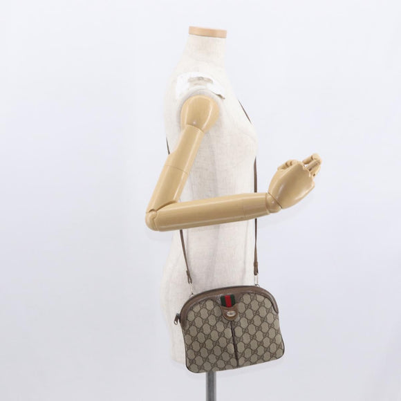 GUCCI GG Supreme Web Sherry Line Bag PVC Beige Gold 904 02 047 Auth ep12468