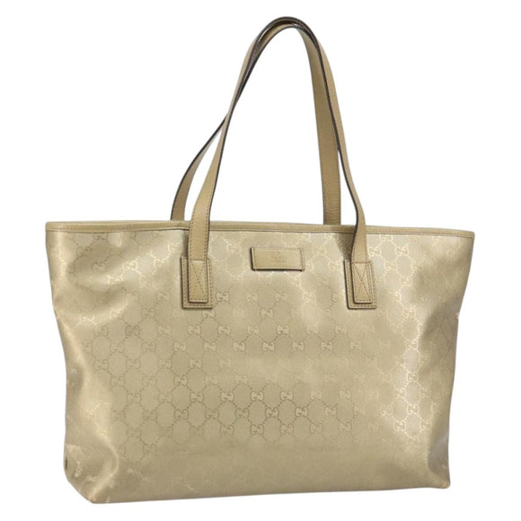 GUCCI GG Implementation Tote Bag PVC Gold Tone 211137 Auth ep12474