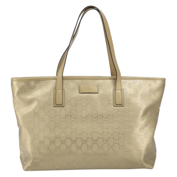 GUCCI GG Implementation Tote Bag PVC Gold Tone 211137 Auth ep12474