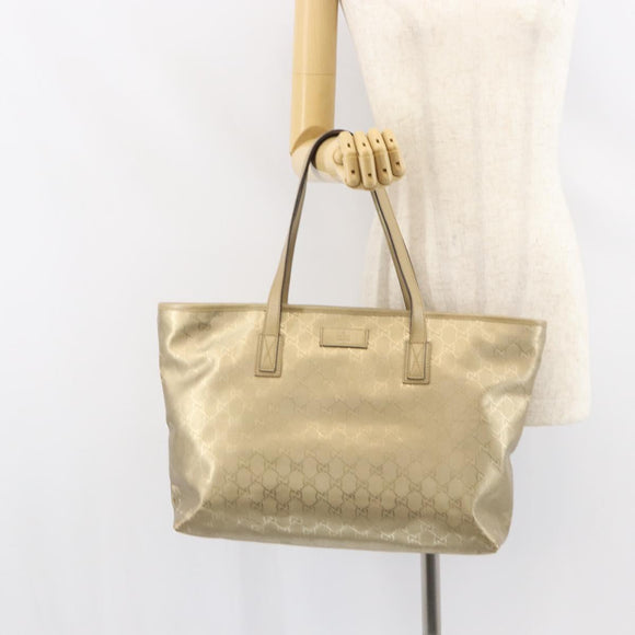 GUCCI GG Implementation Tote Bag PVC Gold Tone 211137 Auth ep12474