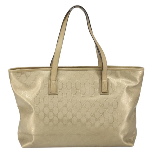 GUCCI GG Implementation Tote Bag PVC Gold Tone 211137 Auth ep12474