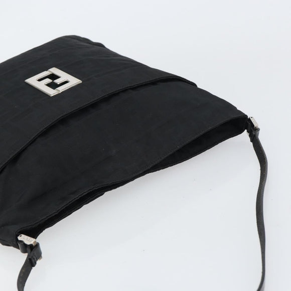 FENDI Zucca Canvas Shoulder Bag Silver Black Auth ep12476