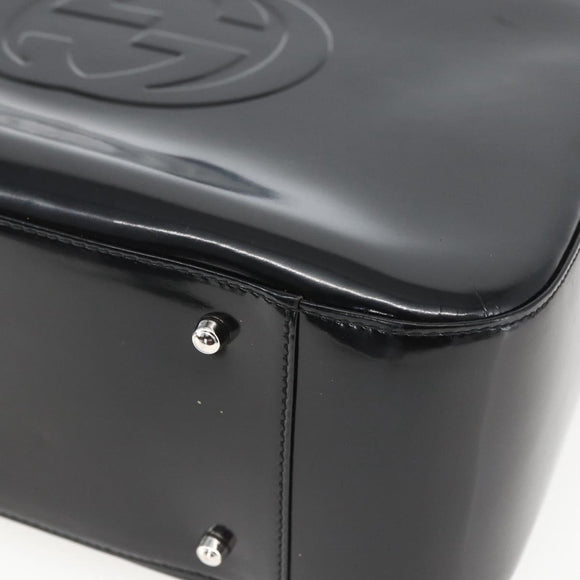 GUCCI Hand Bag Enamel 2way Black Silver 000 1013 0504 Auth ep12477