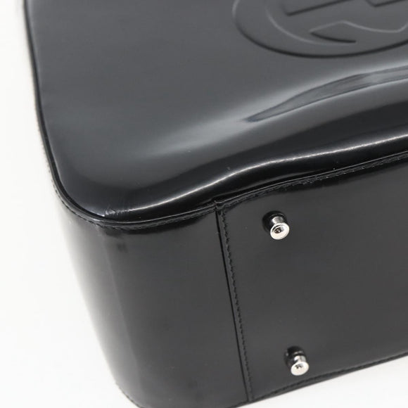 GUCCI Hand Bag Enamel 2way Black Silver 000 1013 0504 Auth ep12477