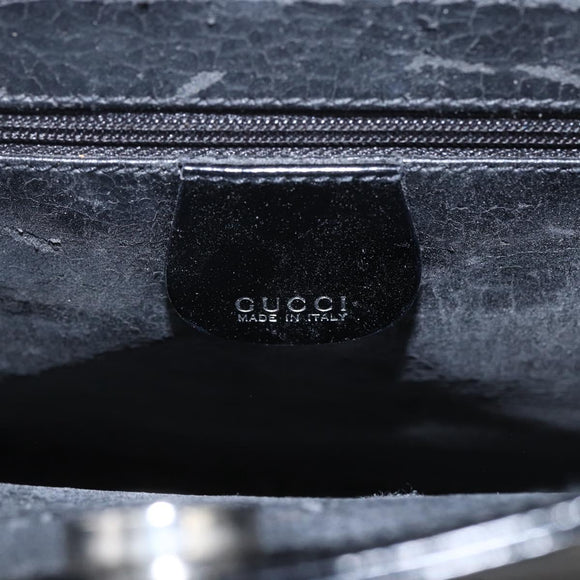 GUCCI Hand Bag Enamel 2way Black Silver 000 1013 0504 Auth ep12477