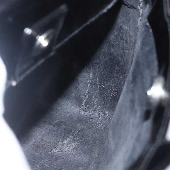 GUCCI Hand Bag Enamel 2way Black Silver 000 1013 0504 Auth ep12477