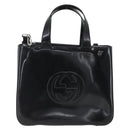 GUCCI Hand Bag Enamel 2way Black Silver 000 1013 0504 Auth ep12477-13