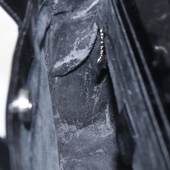 GUCCI Hand Bag Enamel 2way Black Silver 000 1013 0504 Auth ep12477