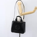 GUCCI Hand Bag Enamel 2way Black Silver 000 1013 0504 Auth ep12477-23