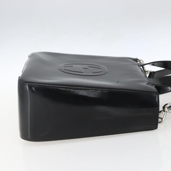 GUCCI Hand Bag Enamel 2way Black Silver 000 1013 0504 Auth ep12477