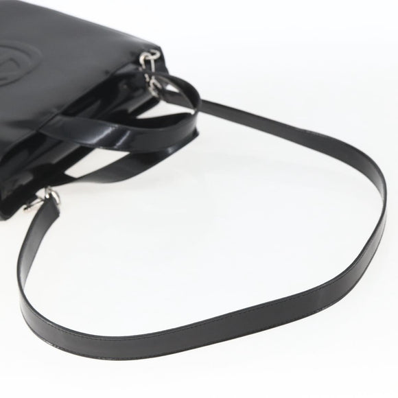 GUCCI Hand Bag Enamel 2way Black Silver 000 1013 0504 Auth ep12477