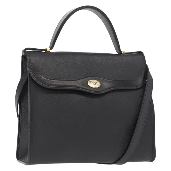 Christian Dior Honeycomb Canvas Hand Bag PVC 2way Black Gold Auth ep12478