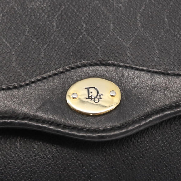 Christian Dior Honeycomb Canvas Hand Bag PVC 2way Black Gold Auth ep12478