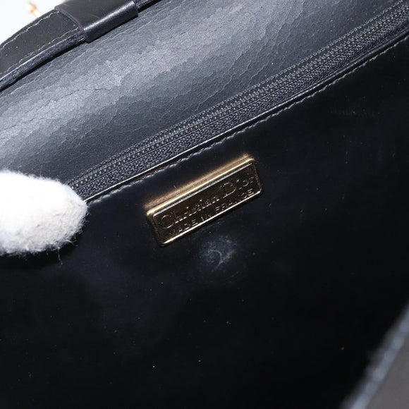 Christian Dior Honeycomb Canvas Hand Bag PVC 2way Black Gold Auth ep12478