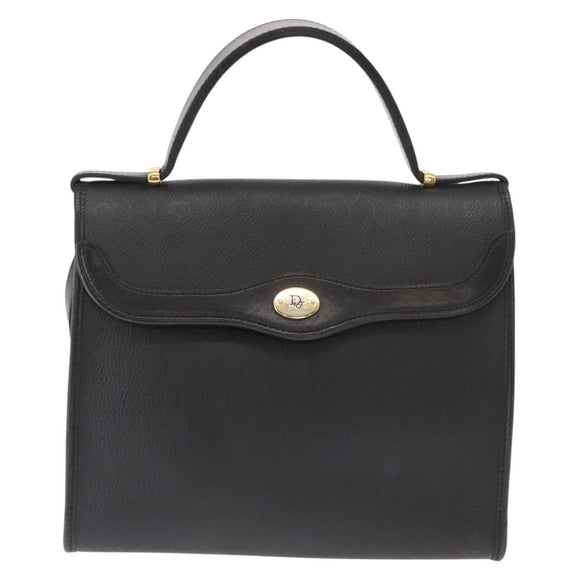 Christian Dior Honeycomb Canvas Hand Bag PVC 2way Black Gold Auth ep12478