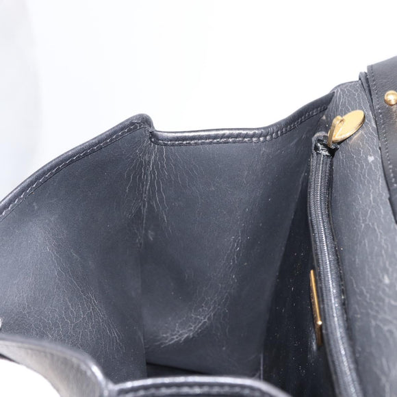Christian Dior Honeycomb Canvas Hand Bag PVC 2way Black Gold Auth ep12478