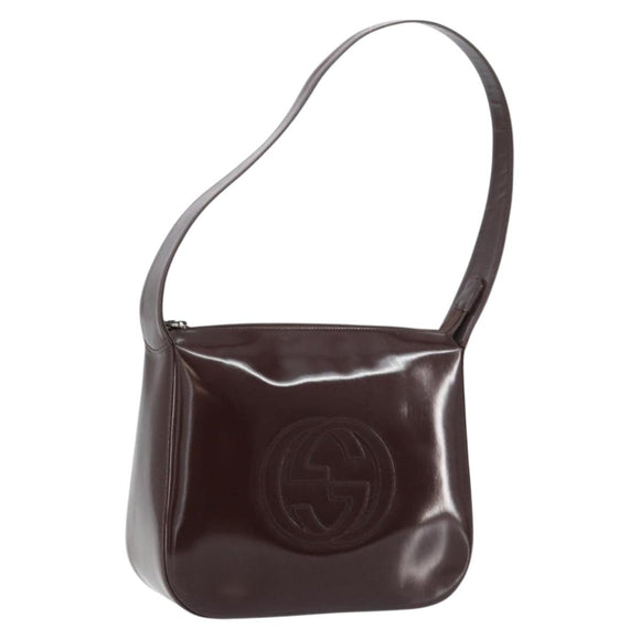 GUCCI Shoulder Bag Enamel Brown Silver 001 2214 1703 Auth ep12479