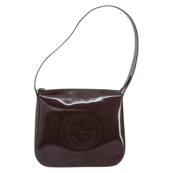 GUCCI Shoulder Bag Enamel Brown Silver 001 2214 1703 Auth ep12479