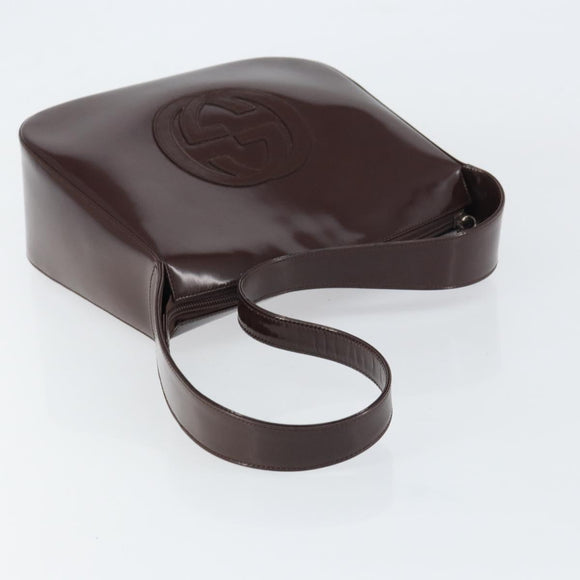 GUCCI Shoulder Bag Enamel Brown Silver 001 2214 1703 Auth ep12479