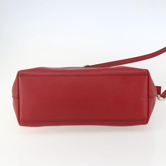 GUCCI Interlocking Hand Bag Leather 2way Red Gold 449659 Auth ep12480