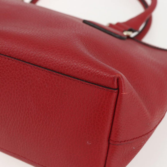 GUCCI Interlocking Hand Bag Leather 2way Red Gold 449659 Auth ep12480