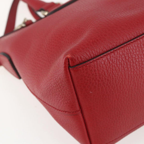 GUCCI Interlocking Hand Bag Leather 2way Red Gold 449659 Auth ep12480