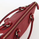 GUCCI Interlocking Hand Bag Leather 2way Red Gold 449659 Auth ep12480-6