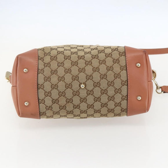 GUCCI Heart Bit GG Canvas Hand Bag 2way Brown Gold 269957 Auth ep12481