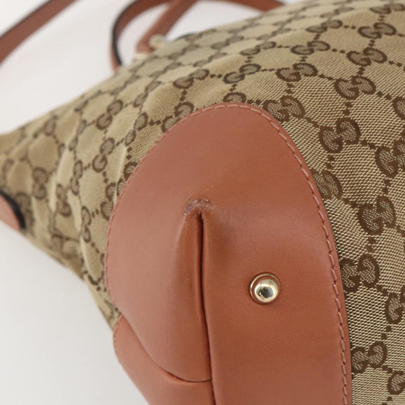 GUCCI Heart Bit GG Canvas Hand Bag 2way Brown Gold 269957 Auth ep12481